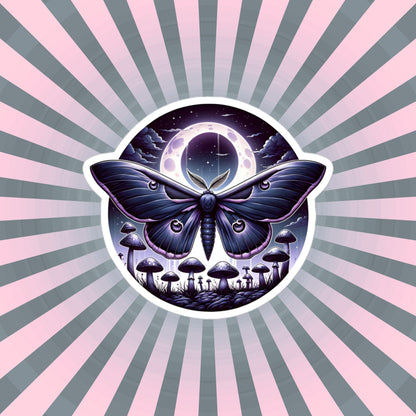 Pastel Goth WhimsiGoth Luna Moth Mushroom Sticker Original Art Dark Aesthetic Weird Stuff Unique Gift