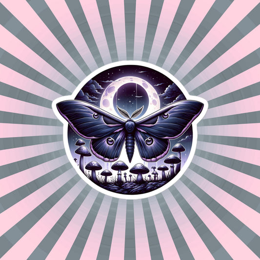Pastel Goth WhimsiGoth Luna Moth Mushroom Sticker Original Art Dark Aesthetic Weird Stuff Unique Gift