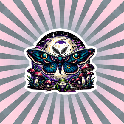 Dark Aesthetic Pastel Goth Luna Moth Mushroom WhimsiGoth Sticker Original Art Weird Stuff Unique Gift