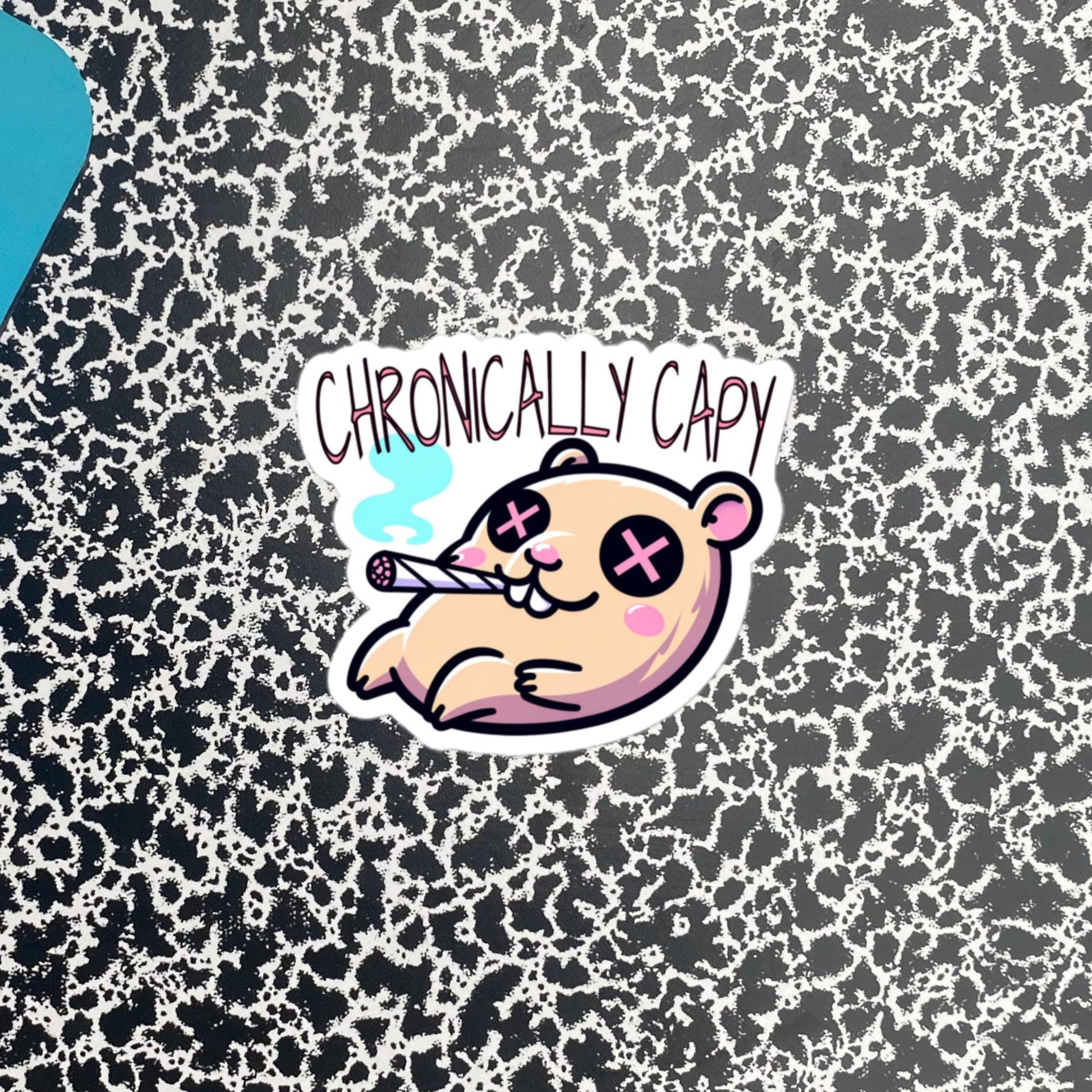 Weirdcore Pastel Goth Grunge Cute Capybara Vinyl Sticker, Weird Stuff Funny Strange Oddcore Waterproof Sticker