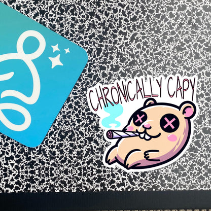 Weirdcore Pastel Goth Grunge Cute Capybara Vinyl Sticker, Weird Stuff Funny Strange Oddcore Waterproof Sticker