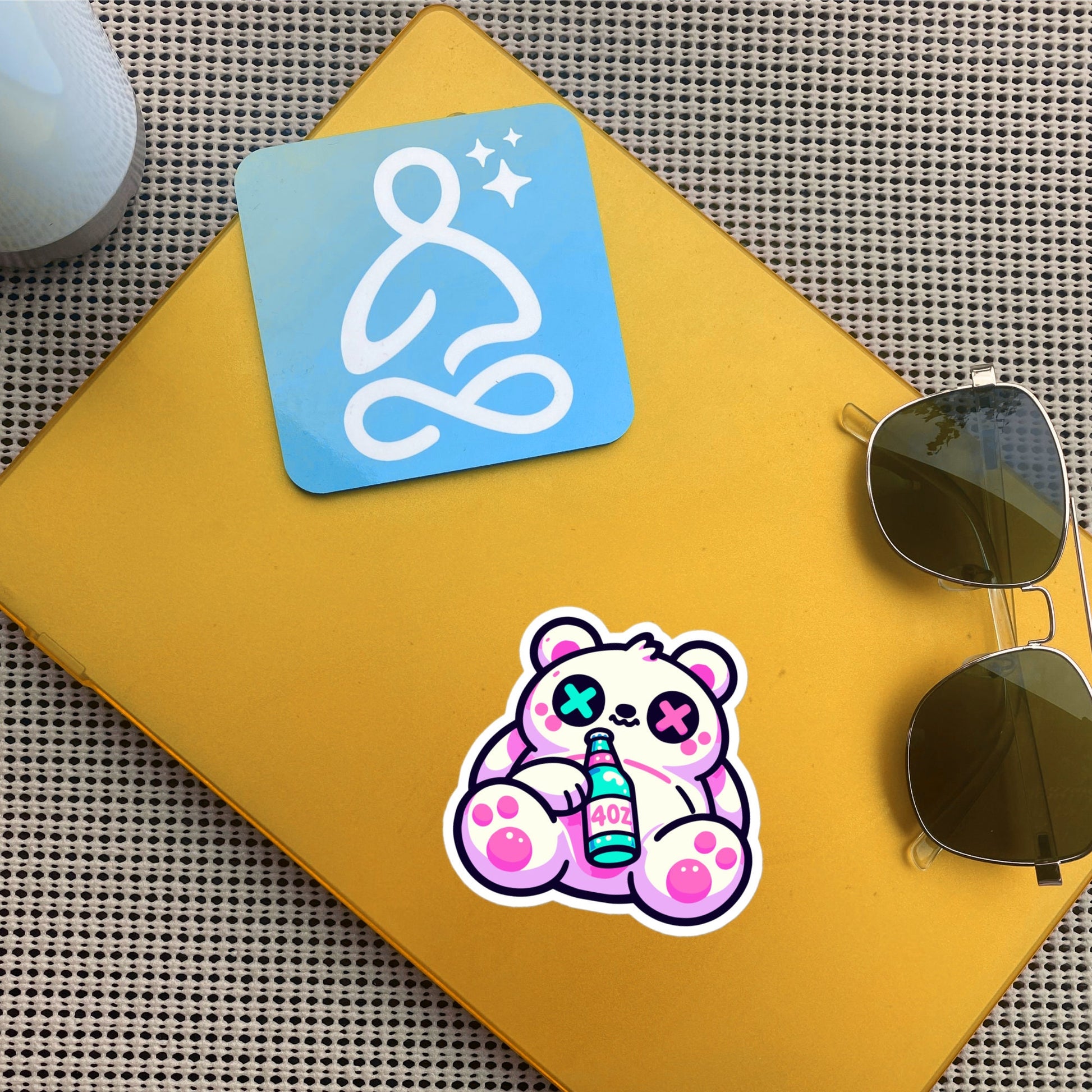 Weirdcore Pastel Goth Grunge Cute Bear Vinyl Sticker Tipsy Teddy Bear Oddcore Waterproof Sticker, Weird Stuff Unique Gift