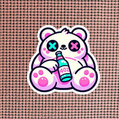 Weirdcore Pastel Goth Grunge Cute Bear Vinyl Sticker Tipsy Teddy Bear Oddcore Waterproof Sticker, Weird Stuff Unique Gift