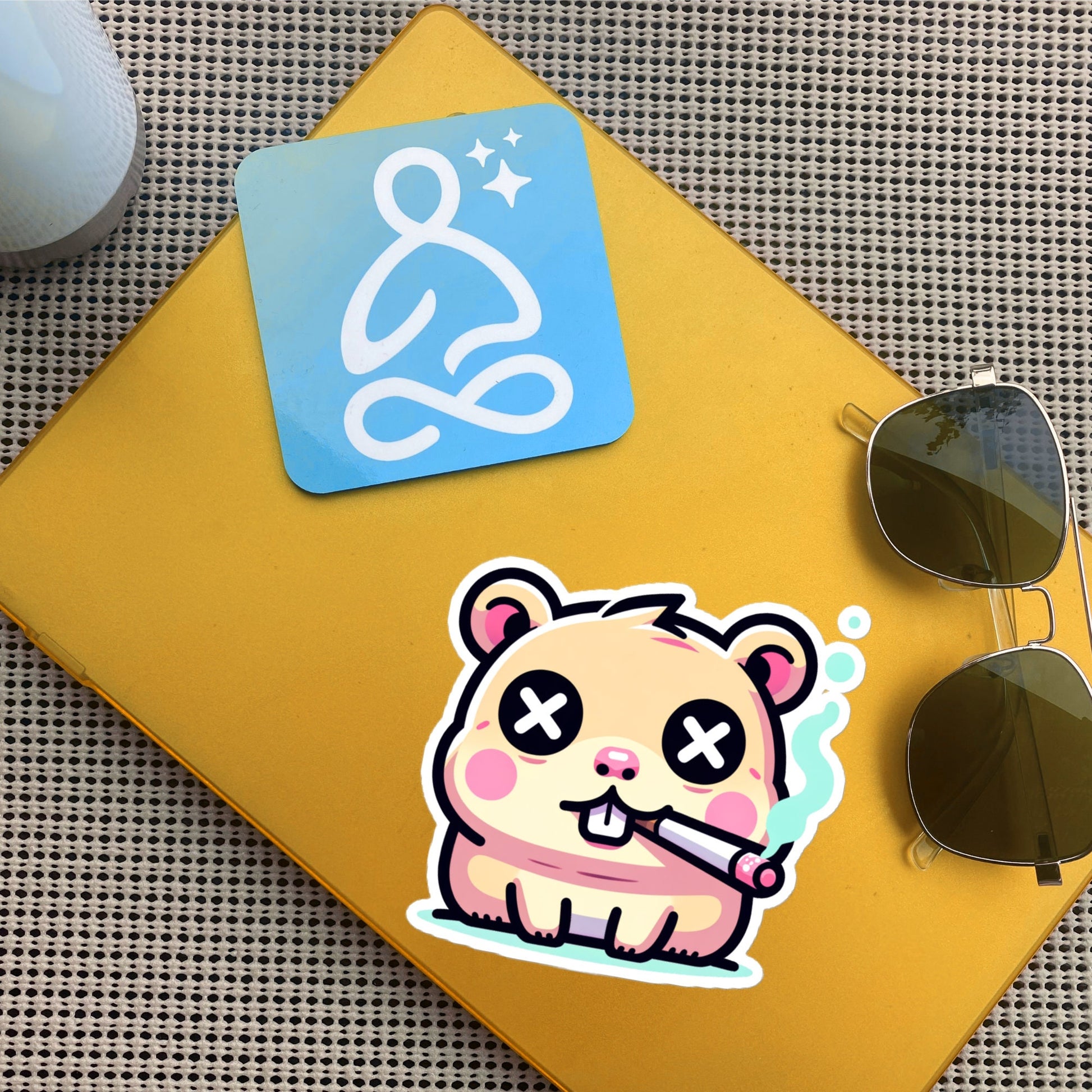 Weirdcore Pastel Goth Grunge Cute Gerbil Vinyl Sticker Hamster Oddcore Waterproof Sticker, Weird Stuff Unique Gift