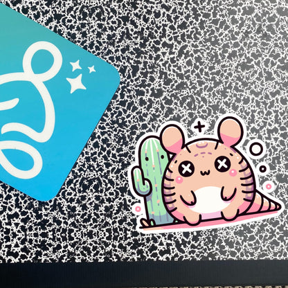 Weirdcore Pastel Goth Grunge Cute Armadillo Vinyl Sticker Dillo Tequila Oddcore Waterproof Sticker, Weird Stuff Unique Gift