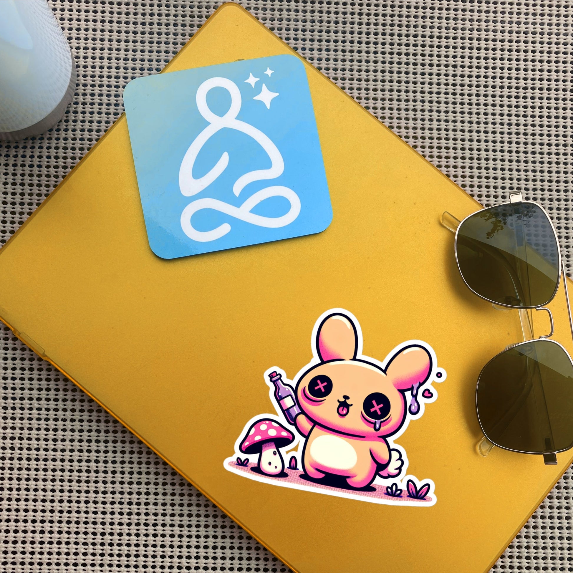 Weirdcore Pastel Goth Grunge Cute Trippy Bunny Vinyl Sticker Oddcore Rabbit Waterproof Sticker, Weird Stuff Unique Gift