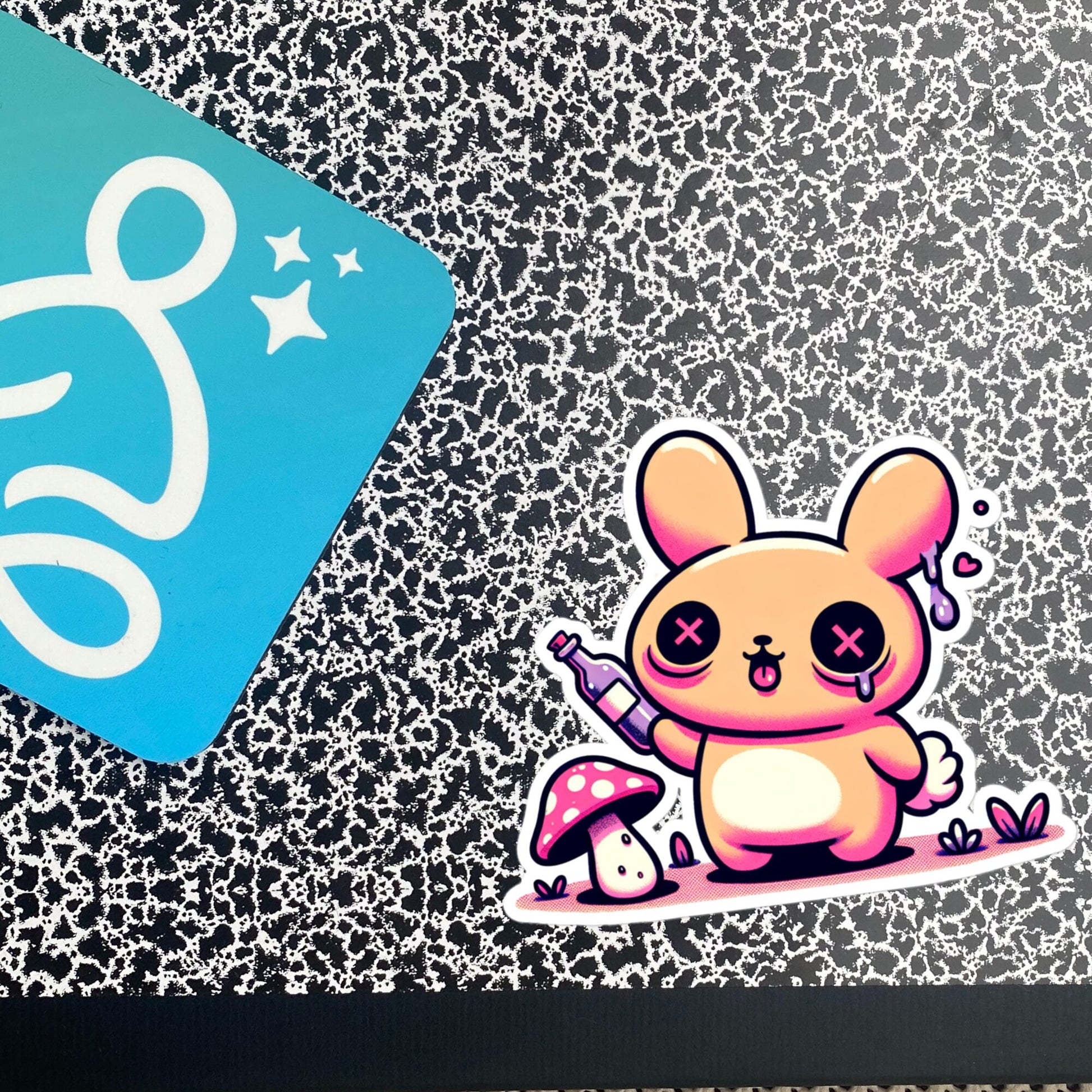 Weirdcore Pastel Goth Grunge Cute Trippy Bunny Vinyl Sticker Oddcore Rabbit Waterproof Sticker, Weird Stuff Unique Gift