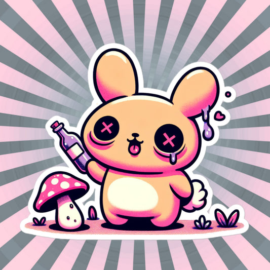 Weirdcore Pastel Goth Grunge Cute Trippy Bunny Vinyl Sticker Oddcore Rabbit Waterproof Sticker, Weird Stuff Unique Gift