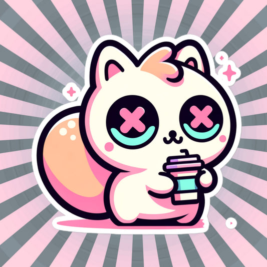 Weirdcore Pastel Goth Grunge Cute Coffee Squirrel Vinyl Sticker Rodent Oddcore Waterproof Sticker, Weird Stuff Unique Gift