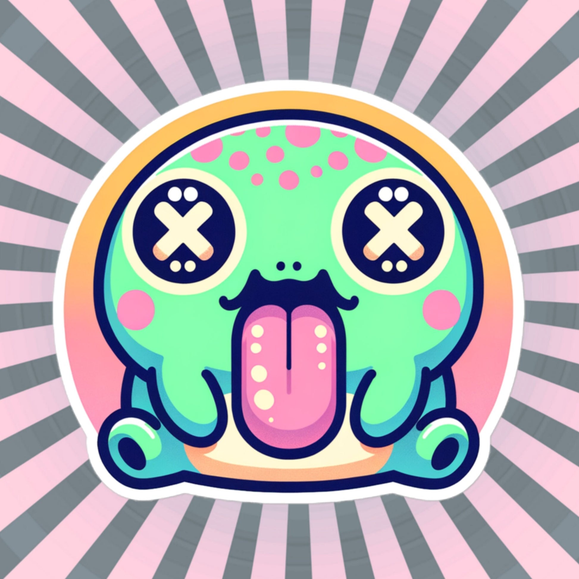 Weirdcore Pastel Goth Grunge Cute River Toad Vinyl Sticker Frog Oddcore Waterproof Sticker, Weird Stuff Unique Gift