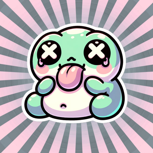 Weirdcore Pastel Goth Grunge Cute Chubby Frog Vinyl Sticker Froggy Oddcore Waterproof Sticker, Weird Stuff Unique Gift