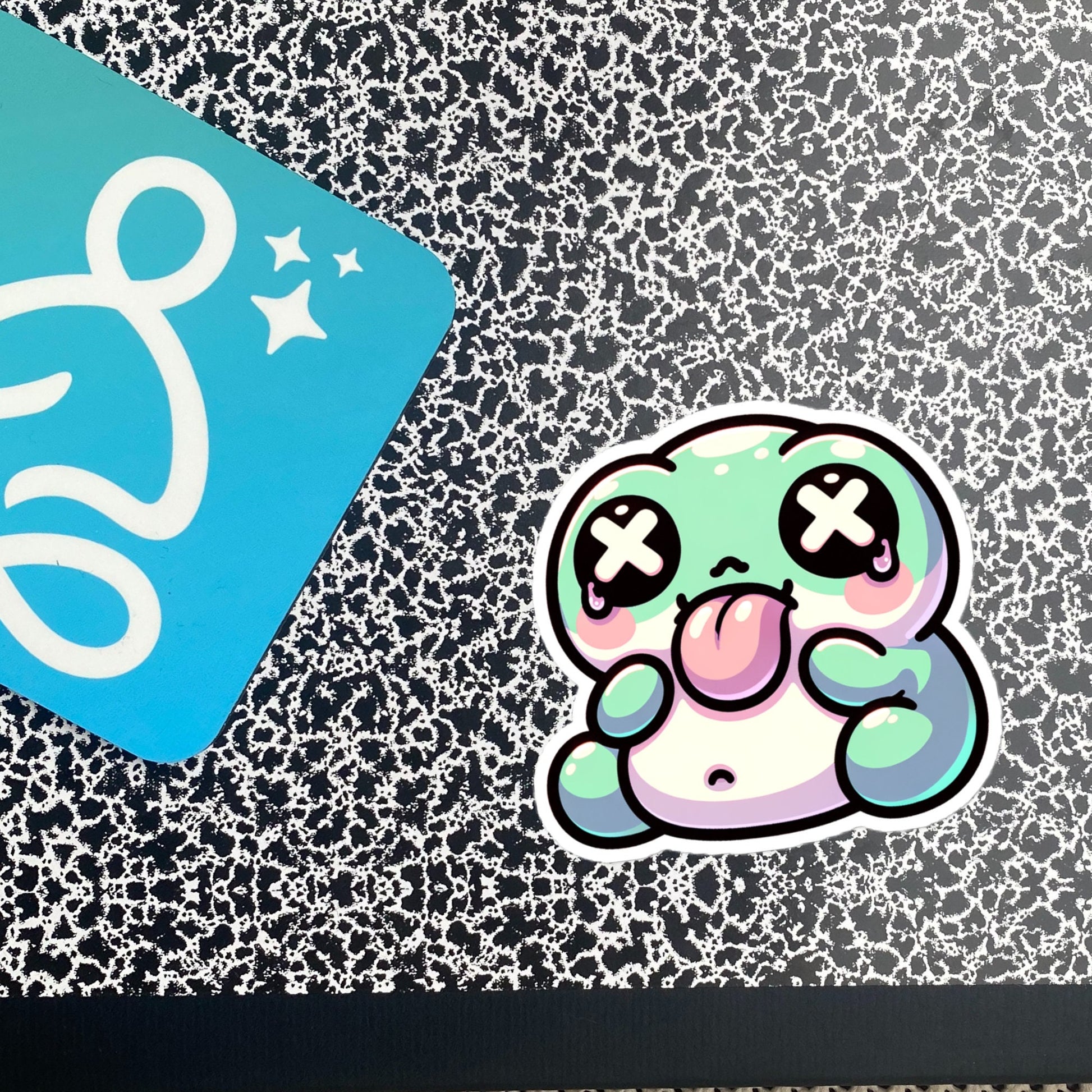 Weirdcore Pastel Goth Grunge Cute Chubby Frog Vinyl Sticker Froggy Oddcore Waterproof Sticker, Weird Stuff Unique Gift
