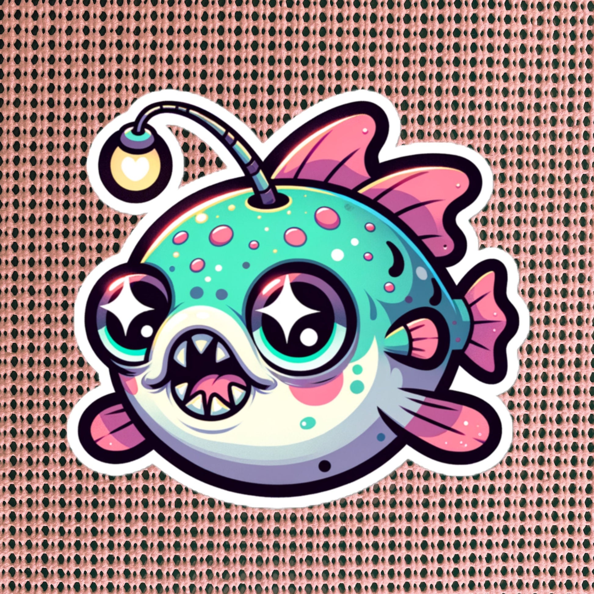 Weirdcore Pastel Goth Grunge Cute Anglerfish Vinyl Sticker Fish Oddcore Waterproof Sticker, Weird Stuff Unique Gift