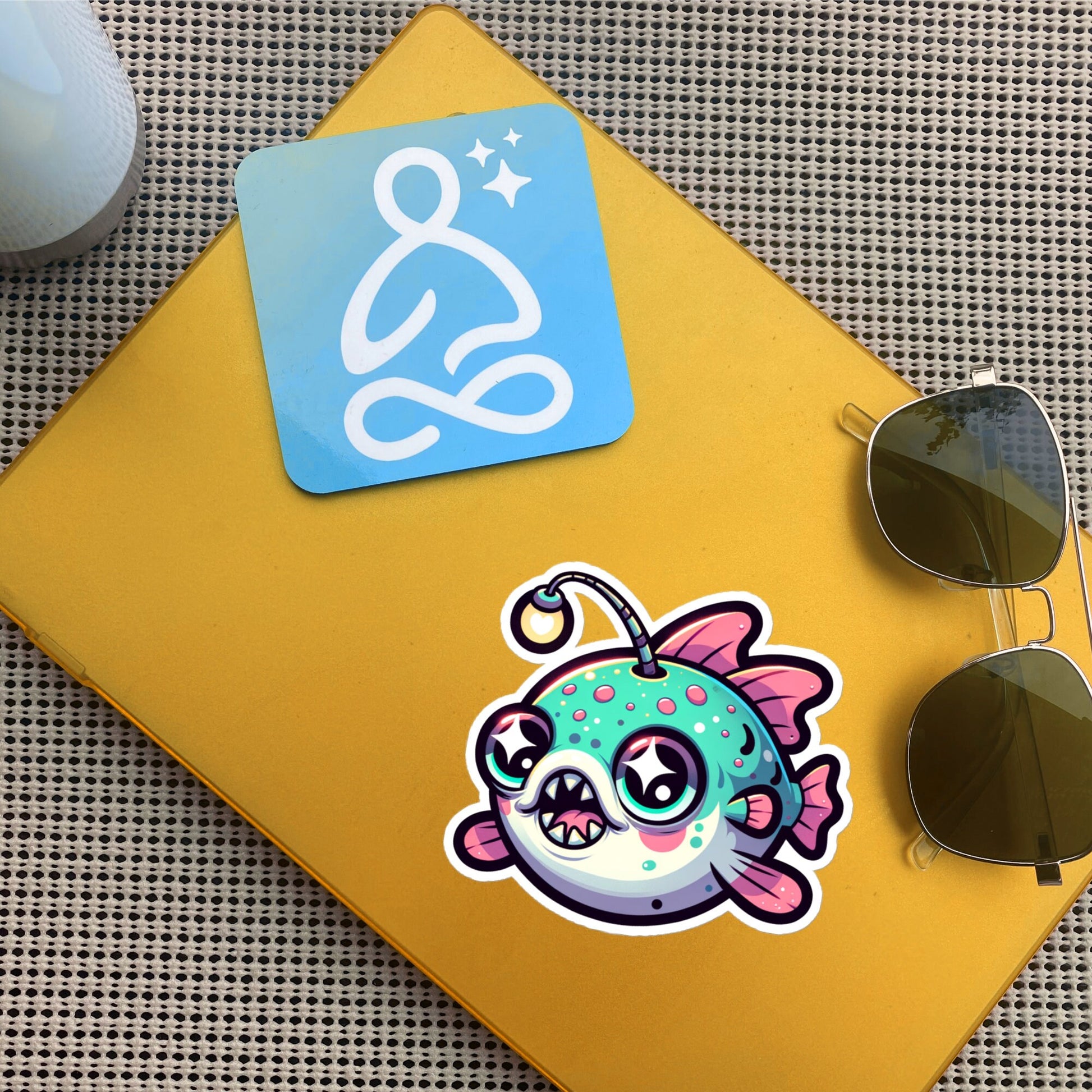 Weirdcore Pastel Goth Grunge Cute Anglerfish Vinyl Sticker Fish Oddcore Waterproof Sticker, Weird Stuff Unique Gift