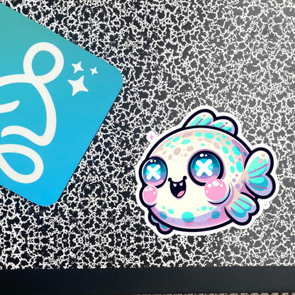 Weirdcore Pastel Goth Grunge Cute Chubby Fish Vinyl Sticker Fish Oddcore Waterproof Sticker, Weird Stuff Unique Gift