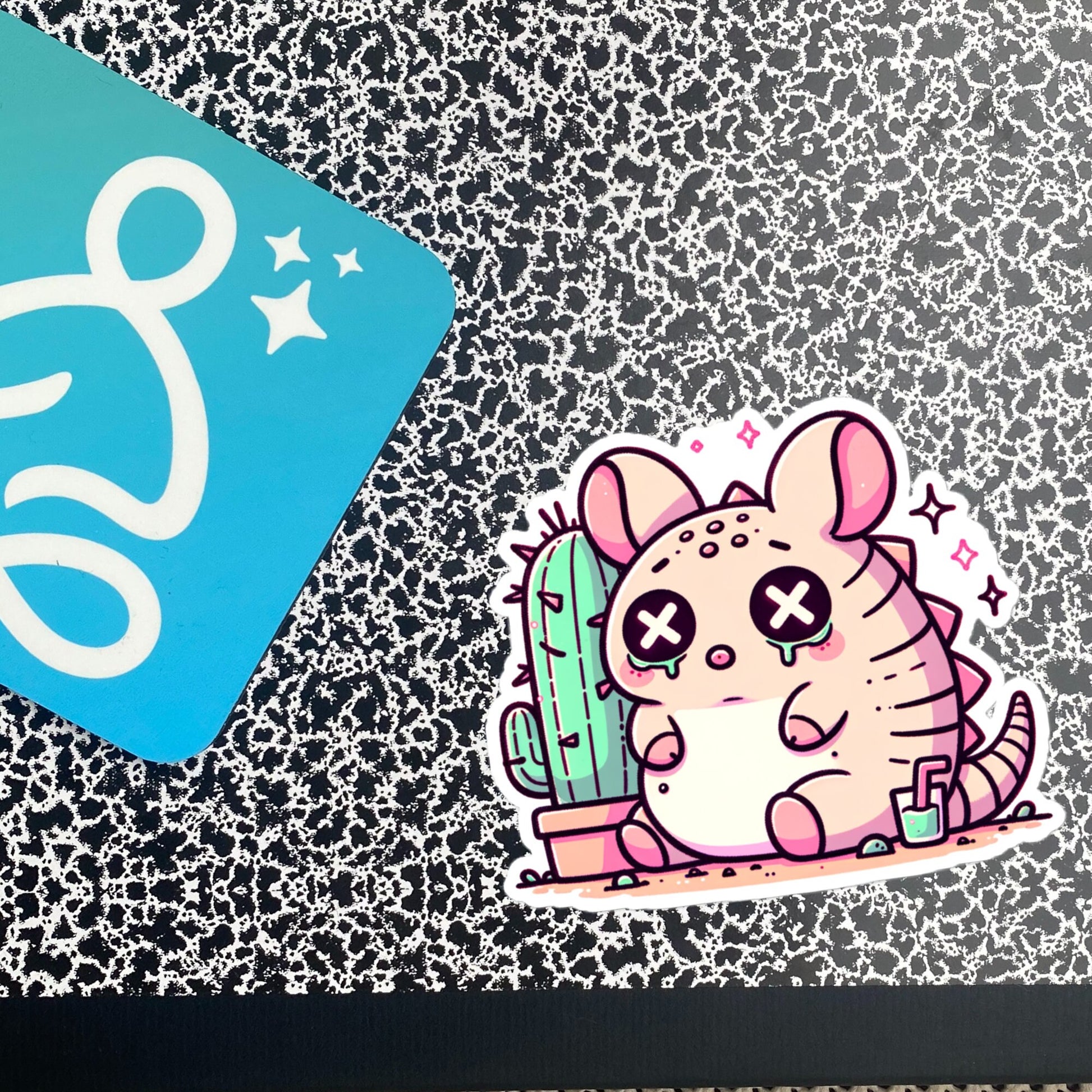 Weirdcore Pastel Goth Grunge Cute Armadillo Vinyl Sticker Sad Dillo Oddcore Waterproof Sticker, Weird Stuff Unique Gift
