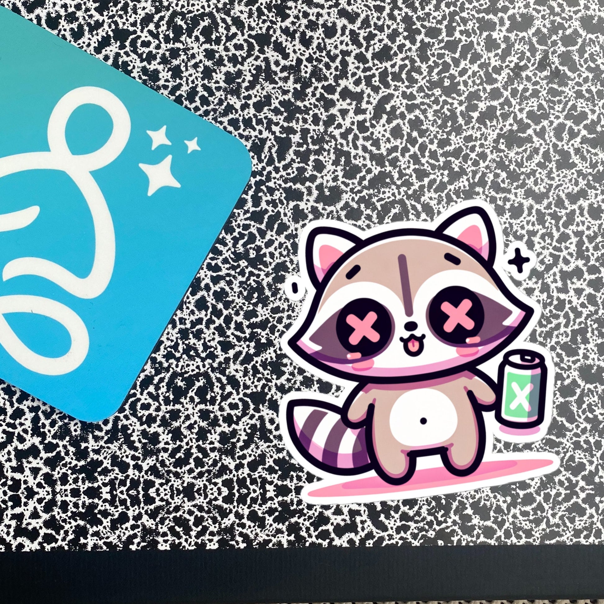 Weirdcore Pastel Goth Grunge Cute Raccoon Vinyl Sticker Trash Panda Oddcore Waterproof Sticker, Weird Stuff Unique Gift