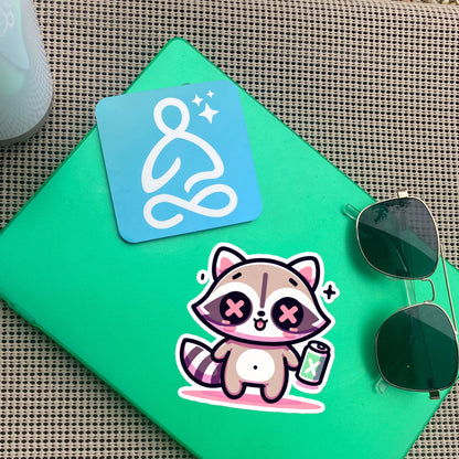 Weirdcore Pastel Goth Grunge Cute Raccoon Vinyl Sticker Trash Panda Oddcore Waterproof Sticker, Weird Stuff Unique Gift