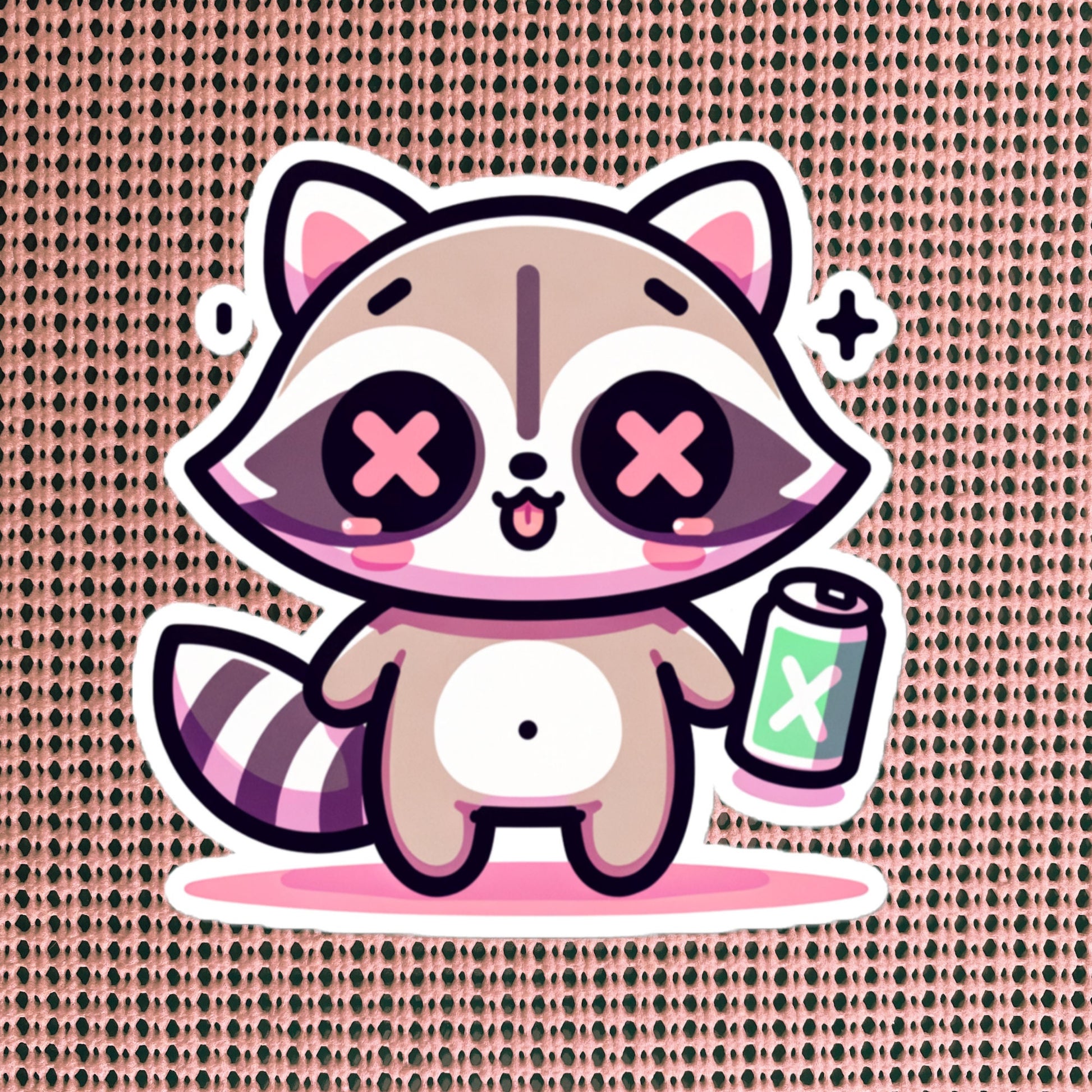 Weirdcore Pastel Goth Grunge Cute Raccoon Vinyl Sticker Trash Panda Oddcore Waterproof Sticker, Weird Stuff Unique Gift