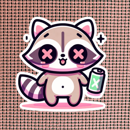 Weirdcore Pastel Goth Grunge Cute Raccoon Vinyl Sticker Trash Panda Oddcore Waterproof Sticker, Weird Stuff Unique Gift