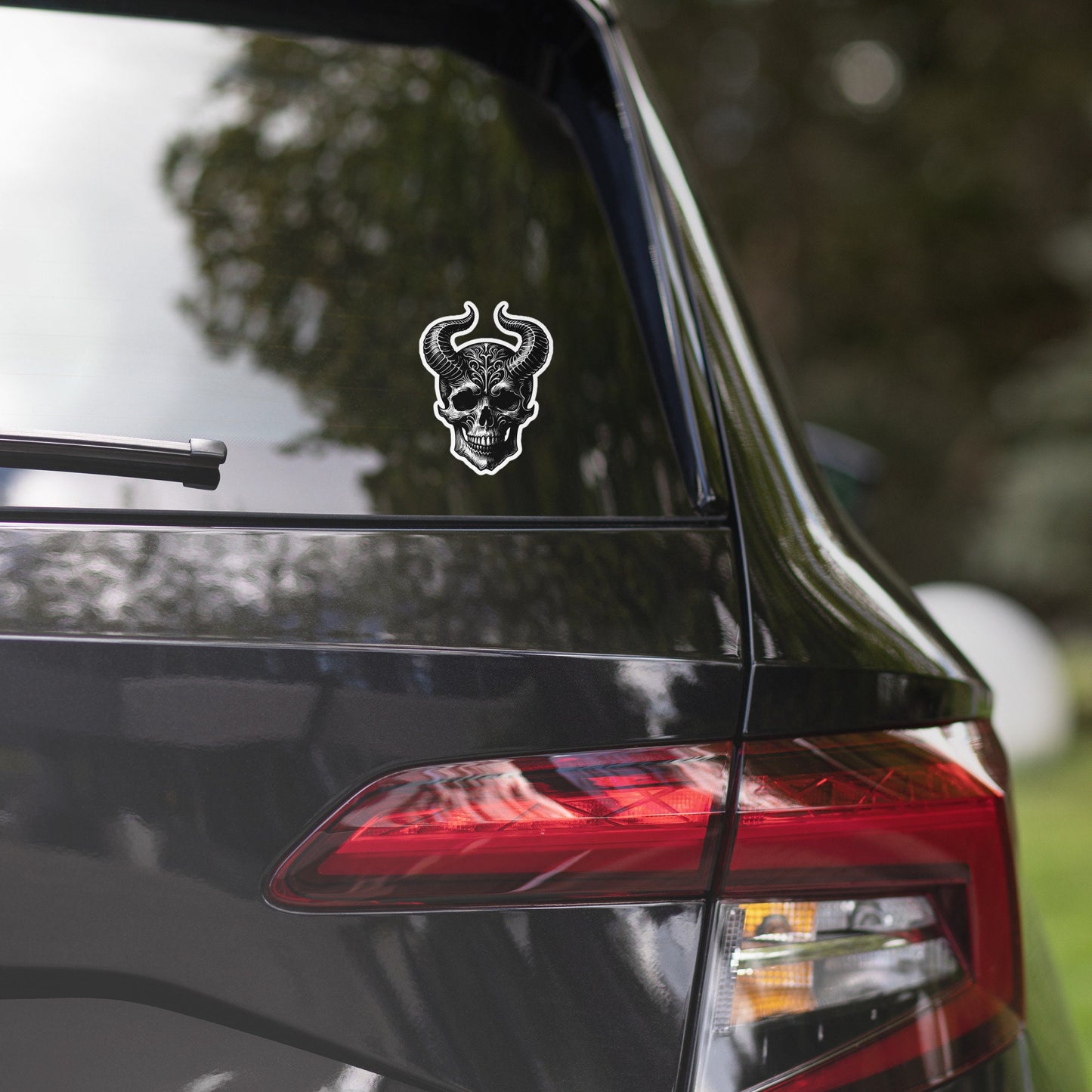 Gothic Dark Aesthetic Horned Skull Sticker Grunge Vinyl Waterproof Sticker for Tumblers, Car Bumpers, Books and Crafts