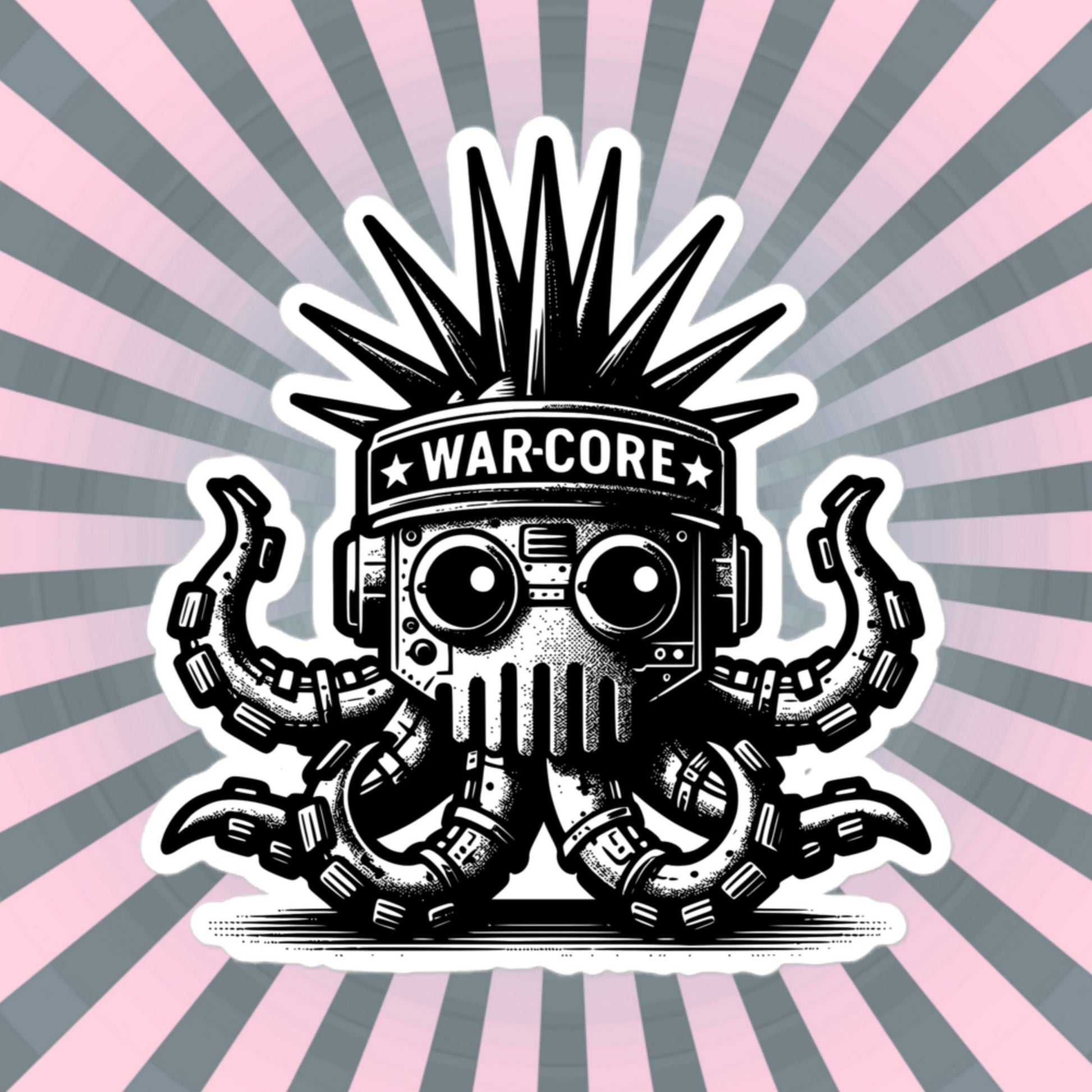 Gothic Grunge Punkrock Cyborg Octopus Sticker Vinyl Waterproof Cyberpunk Animal Sticker for Tumblers, Car Bumpers, Books and Crafts