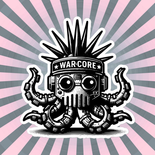 Gothic Grunge Punkrock Cyborg Octopus Sticker Vinyl Waterproof Cyberpunk Animal Sticker for Tumblers, Car Bumpers, Books and Crafts