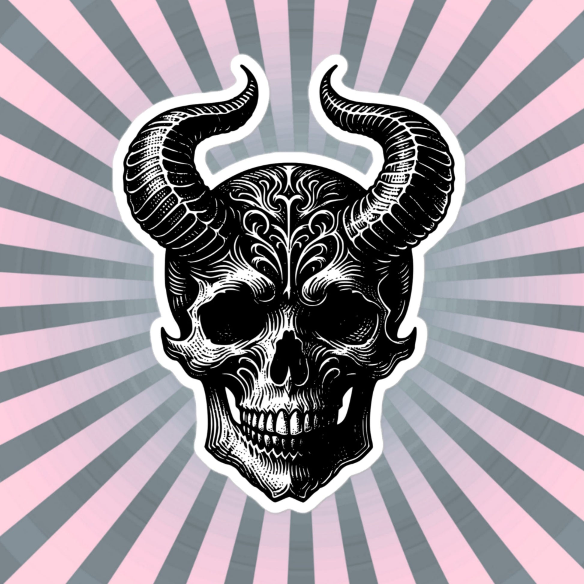 Gothic Dark Aesthetic Horned Skull Sticker Grunge Vinyl Waterproof Sticker for Tumblers, Car Bumpers, Books and Crafts