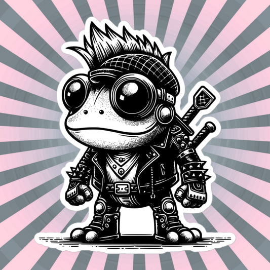 Gothic Grunge Punkrock Cyborg Frog Sticker Vinyl Waterproof Cyberpunk Animal Sticker for Tumblers, Car Bumpers, Books and Crafts