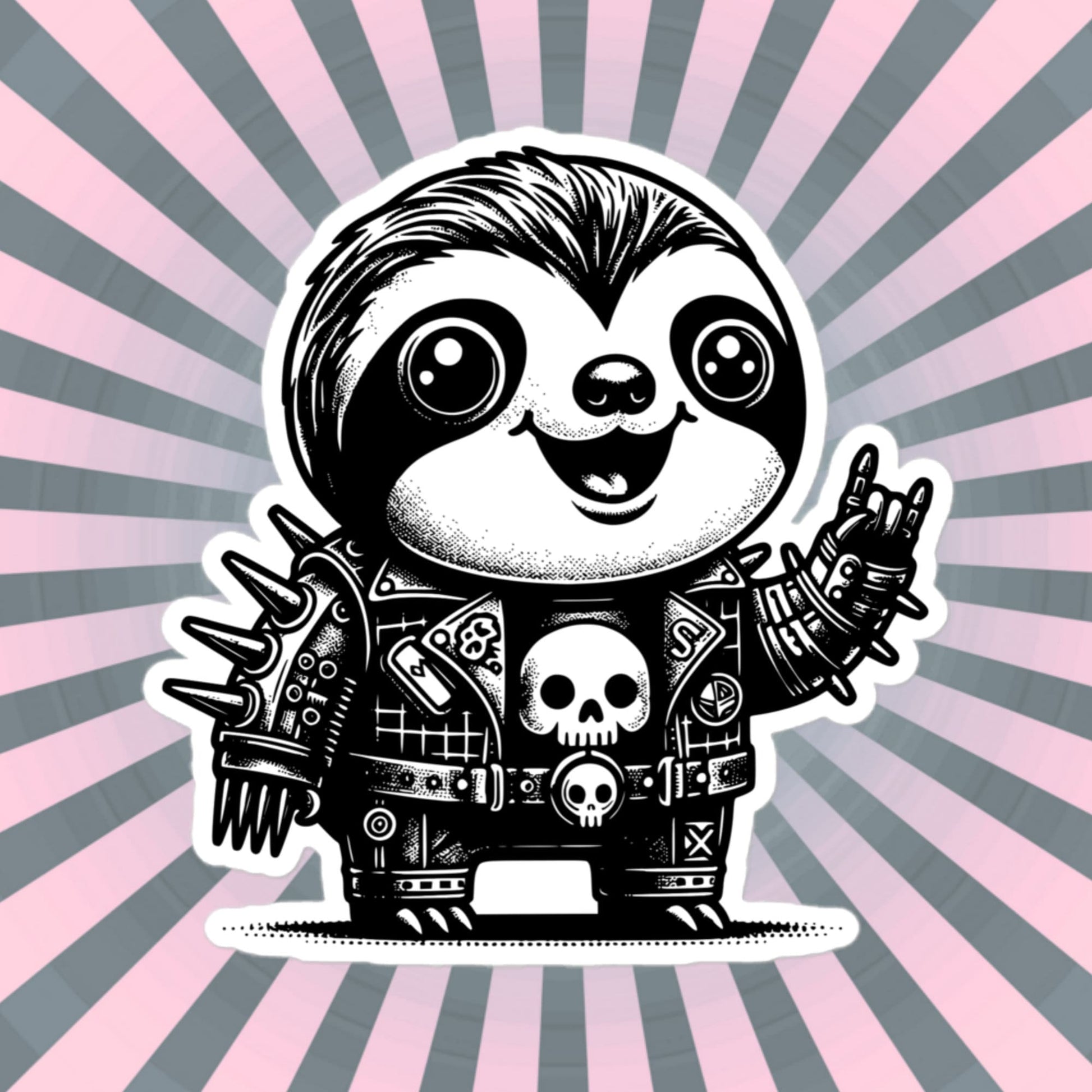 Gothic Grunge Punkrock Cyborg Sloth Sticker Vinyl Waterproof Cyberpunk Animal Sticker for Tumblers, Car Bumpers, Books and Crafts