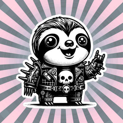 Gothic Grunge Punkrock Cyborg Sloth Sticker Vinyl Waterproof Cyberpunk Animal Sticker for Tumblers, Car Bumpers, Books and Crafts