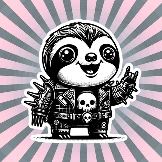 Gothic Grunge Punkrock Cyborg Sloth Sticker Vinyl Waterproof Cyberpunk Animal Sticker for Tumblers, Car Bumpers, Books and Crafts