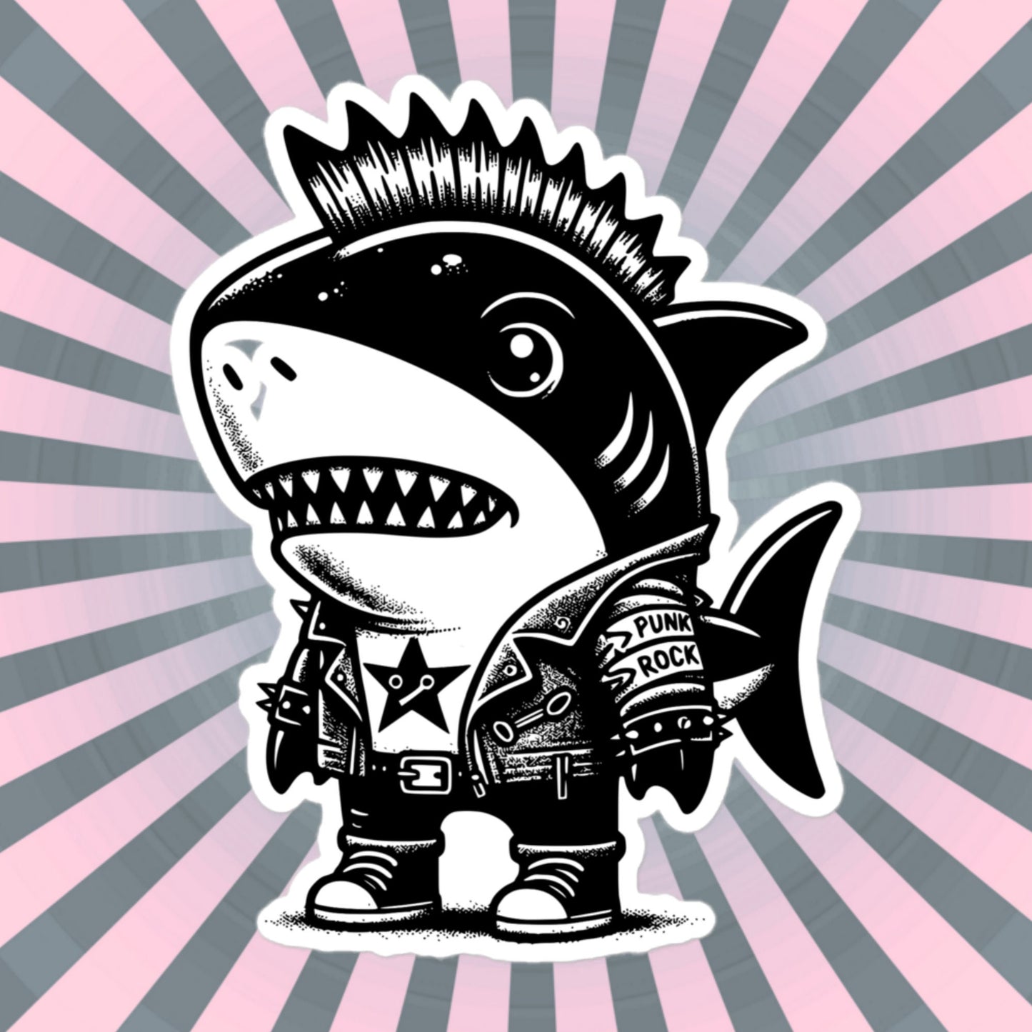 Gothic Grunge Punkrock Cyborg Shark Sticker Vinyl Waterproof Cyberpunk Animal Sticker for Tumblers, Car Bumpers, Books and Crafts