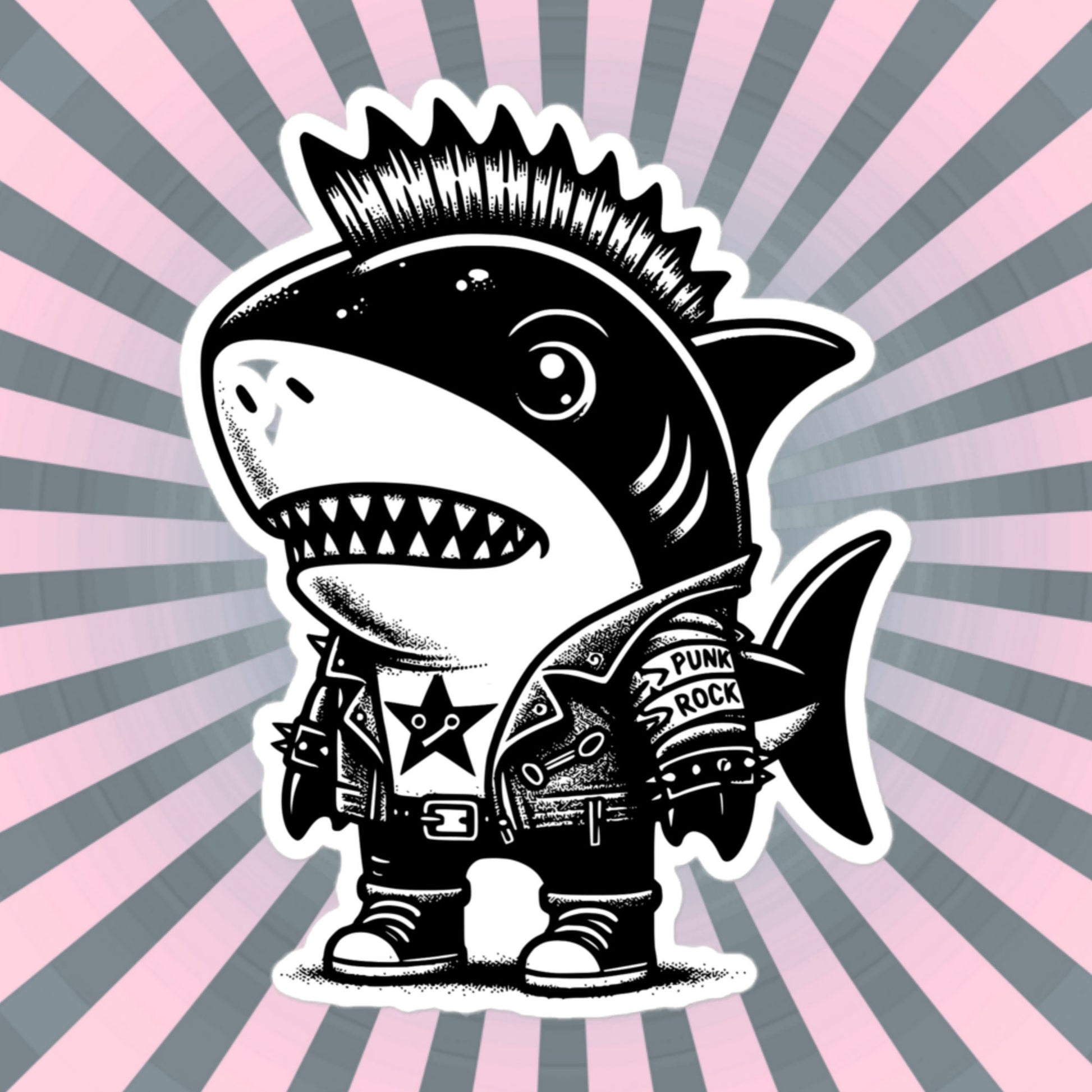 Gothic Grunge Punkrock Cyborg Shark Sticker Vinyl Waterproof Cyberpunk Animal Sticker for Tumblers, Car Bumpers, Books and Crafts