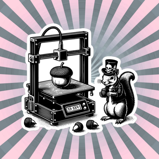 Cyber Goth Punk Squirrel 3D Printing Acorn Sticker, Weirdcore Animal Vinyl Waterproof Weird Sticker for Tumblers, Bumpers, Books & Crafts
