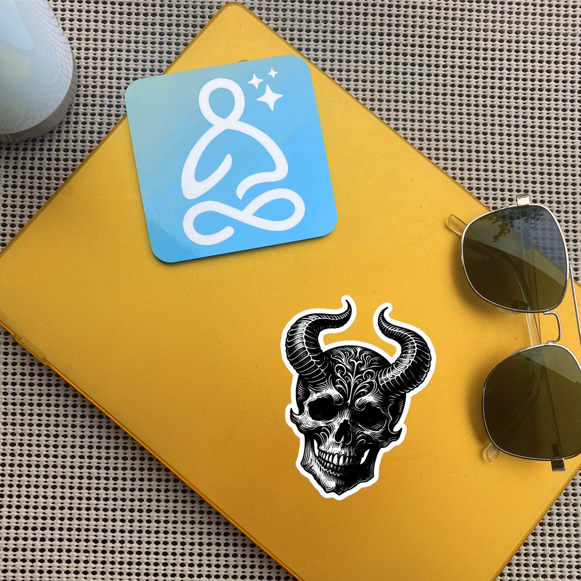 Gothic Dark Aesthetic Horned Skull Sticker Grunge Vinyl Waterproof Sticker for Tumblers, Car Bumpers, Books and Crafts