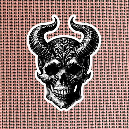 Gothic Dark Aesthetic Horned Skull Sticker Grunge Vinyl Waterproof Sticker for Tumblers, Car Bumpers, Books and Crafts