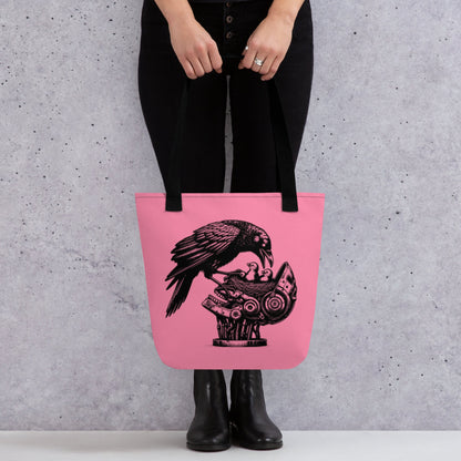 Pink Pastel Goth Grunge Punk Raven Nest Robot Tote Bag Animal vs Tech Gothic DreamSage Tote Bag