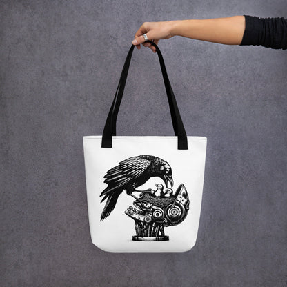 White Pastel Goth Grunge Punk Raven Rewire Robot Tote Bag Animal vs Tech Gothic DreamSage Tote Bag