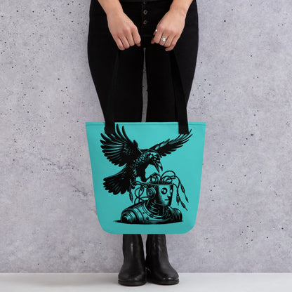 AQUA Pastel Goth Grunge Punk Raven Rewire Robot Tote Bag Animal vs Tech Gothic DreamSage Tote Bag
