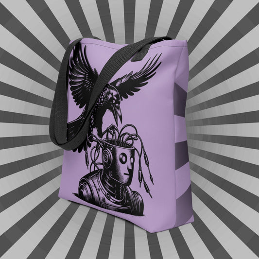 PURPLE Pastel Goth Grunge Punk Raven Rewire Robot Tote Bag Animal vs Tech Gothic DreamSage Tote Bag