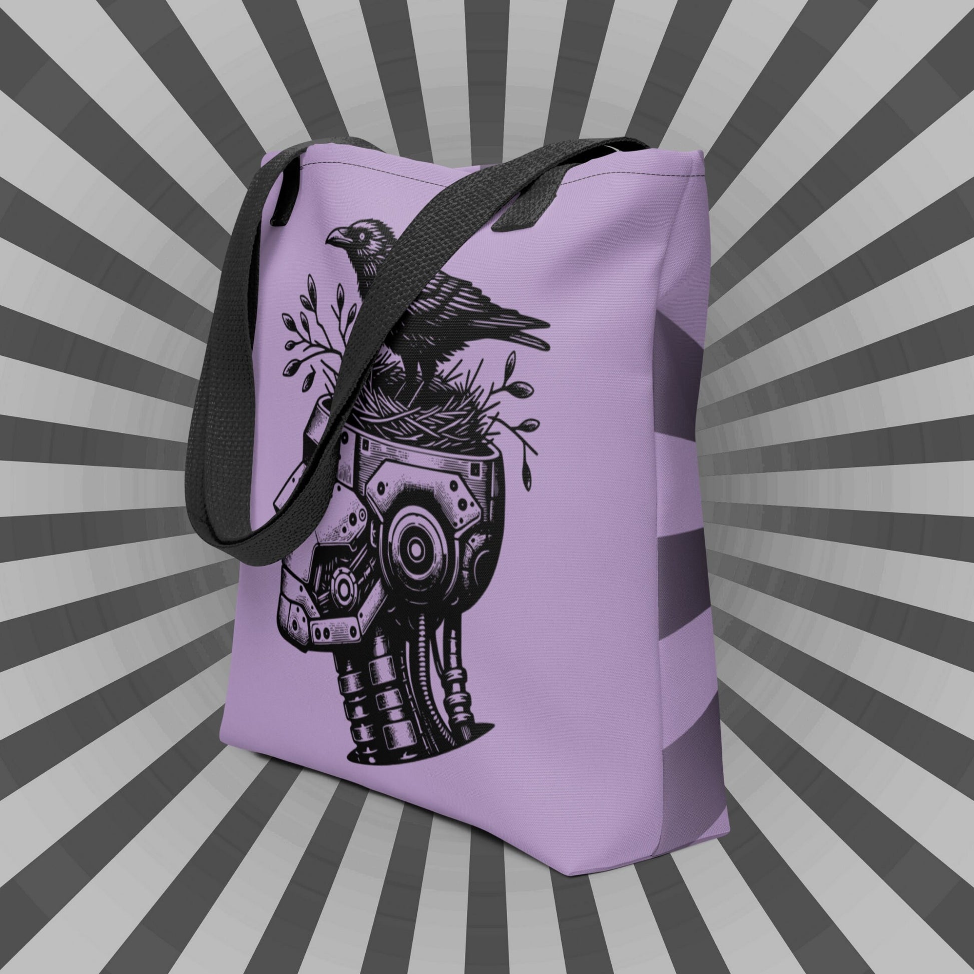PURPLE Gothic Pastel Goth Grunge Punk Raven Nest in Robot Tote Bag CoExist DreamSage Tote Bag