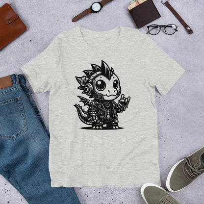 Cute Cyberpunk Cyborg Rock Out Dragon Gothic T-Shirt, Dreamcore Darkcore Weirdcore Mytghical Cryptid Shirt Weird Stuff Unique Gift