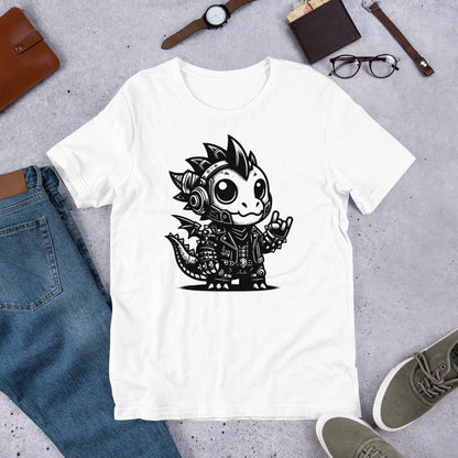 Cute Cyberpunk Cyborg Rock Out Dragon Gothic T-Shirt, Dreamcore Darkcore Weirdcore Mytghical Cryptid Shirt Weird Stuff Unique Gift