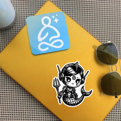 Cute Cyberpunk Cyborg Mermaid Gothic Vinyl Waterproof Sticker, Dreamcore Darkcore Weirdcore Cryptid Sticker Weird Stuff Unique Gift