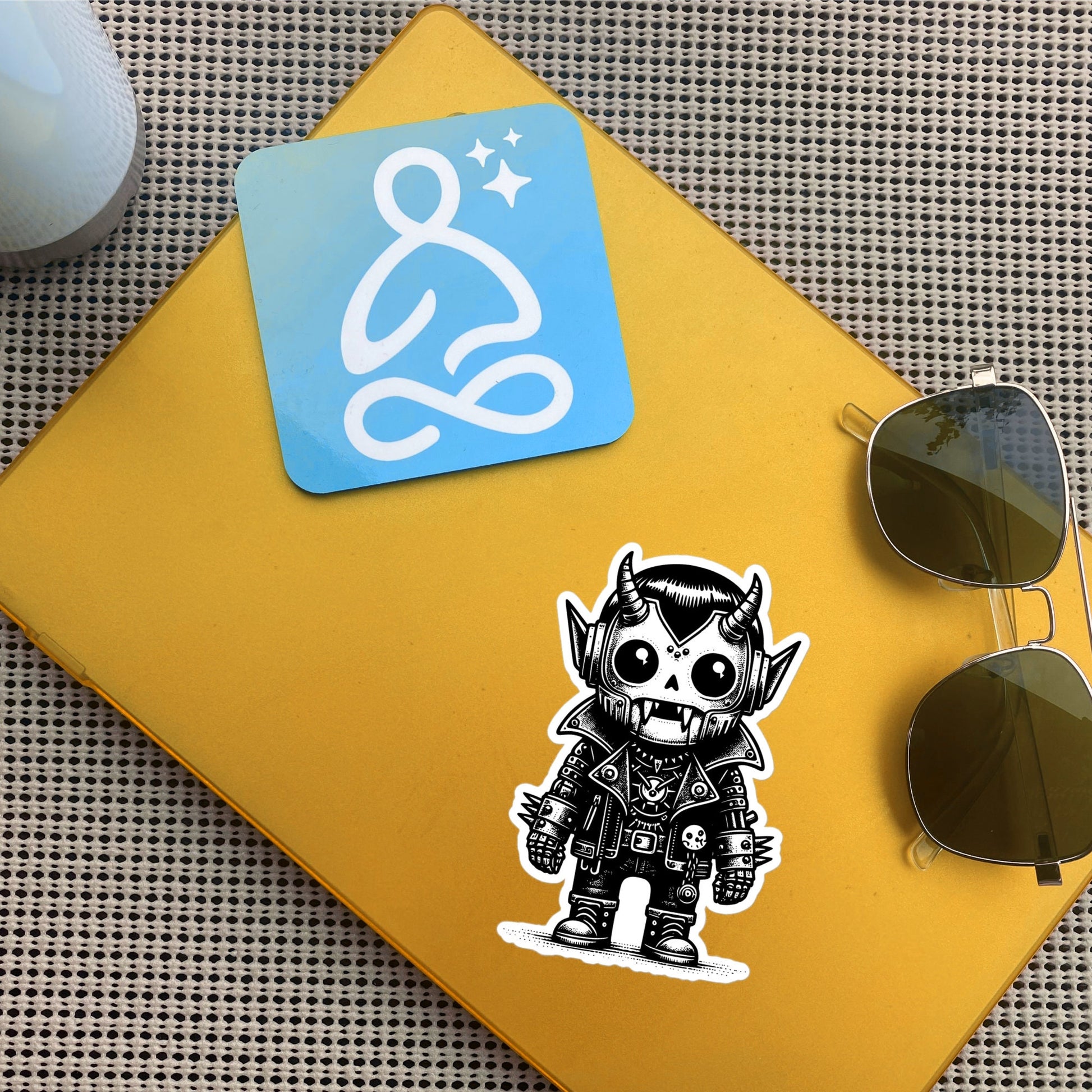 Cute Cyberpunk Cyborg Vampire Gothic Vinyl Waterproof Sticker, Dreamcore Darkcore Weirdcore Cryptid Sticker Weird Stuff Unique Gift