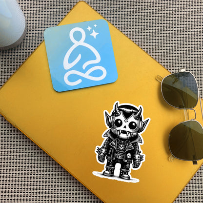 Cute Cyberpunk Cyborg Vampire Gothic Vinyl Waterproof Sticker, Dreamcore Darkcore Weirdcore Cryptid Sticker Weird Stuff Unique Gift