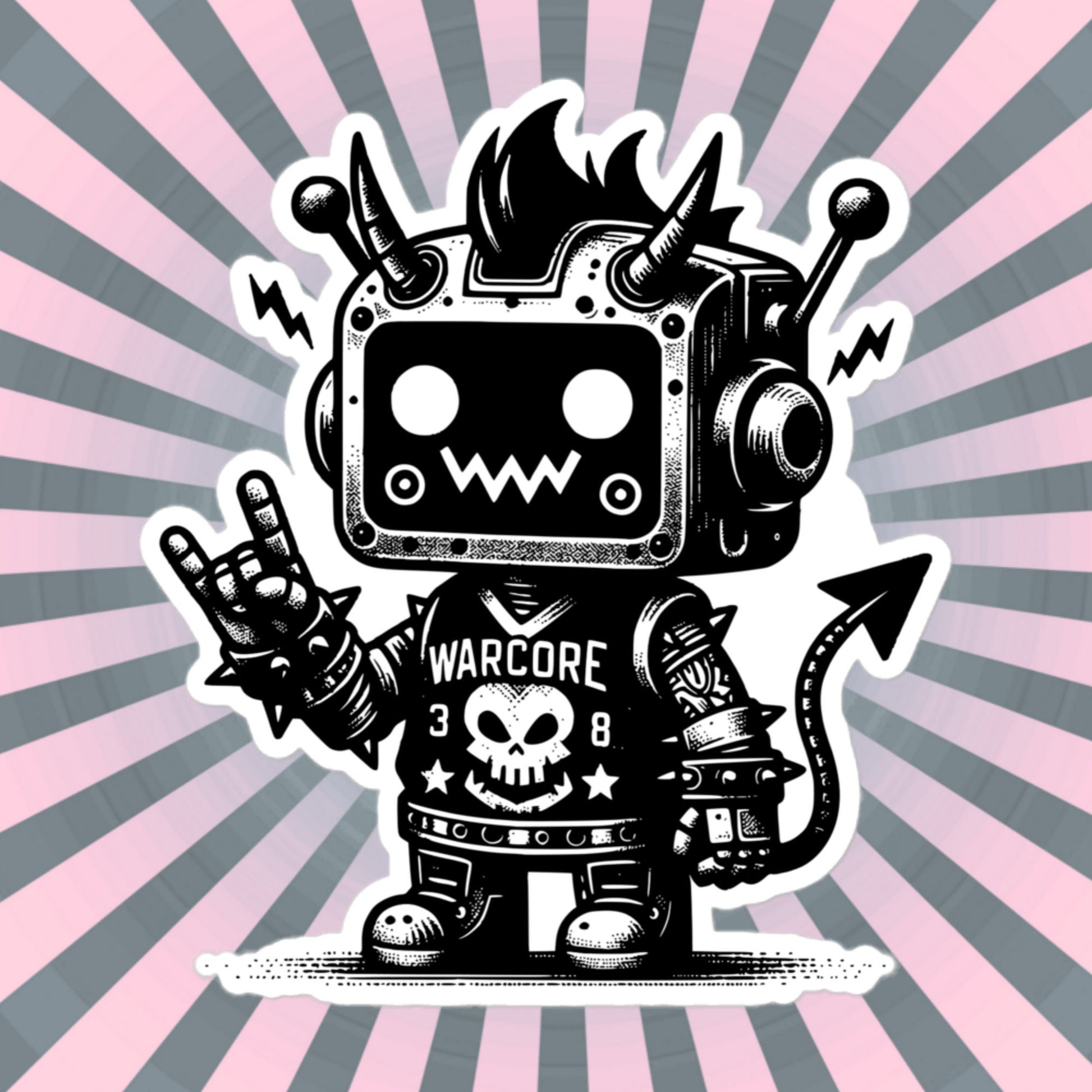 Cute Cyberpunk Cyborg Jersey Devil Gothic Vinyl Waterproof Sticker, Dreamcore Darkcore Weirdcore Cryptid Sticker Weird Stuff Unique Gift
