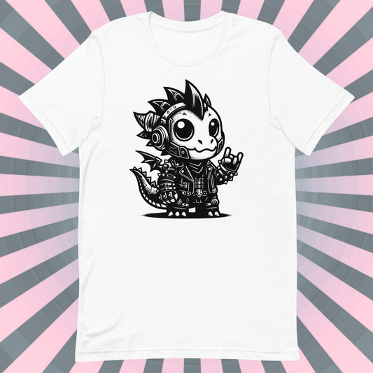 Cute Cyberpunk Cyborg Rock Out Dragon Gothic T-Shirt, Dreamcore Darkcore Weirdcore Mytghical Cryptid Shirt Weird Stuff Unique Gift