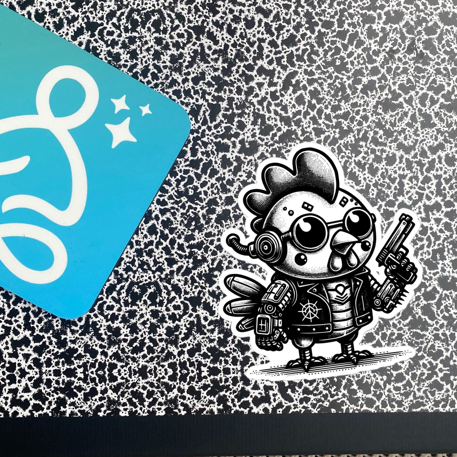 Gothic Grunge Punkrock Cyborg Chicken Sticker Vinyl Waterproof Cyberpunk Animal Sticker for Tumblers, Car Bumpers, Books and Crafts